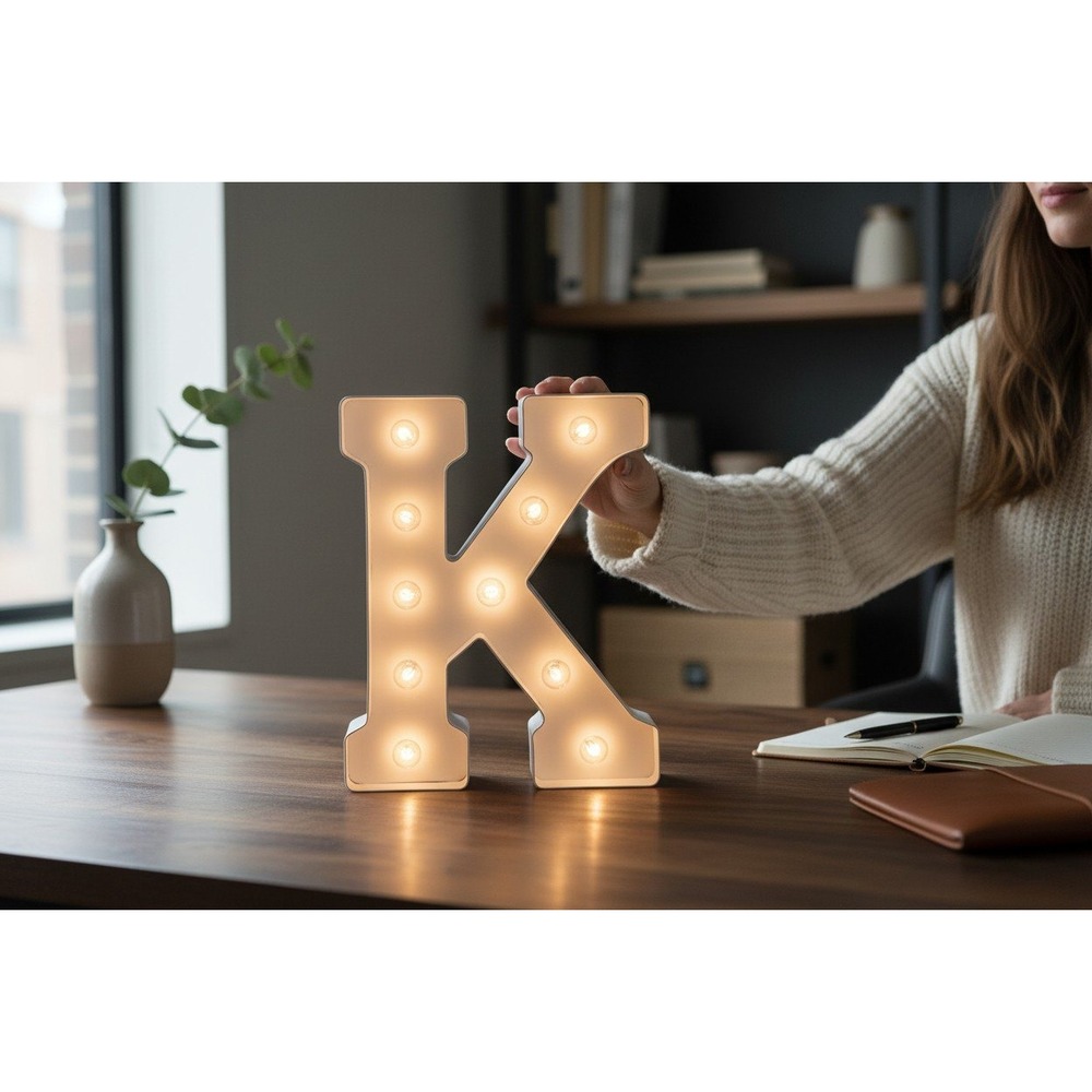 Cleveland Vintage Lighting Marquee Letter K Unisex 9.87in White Brand New Metal